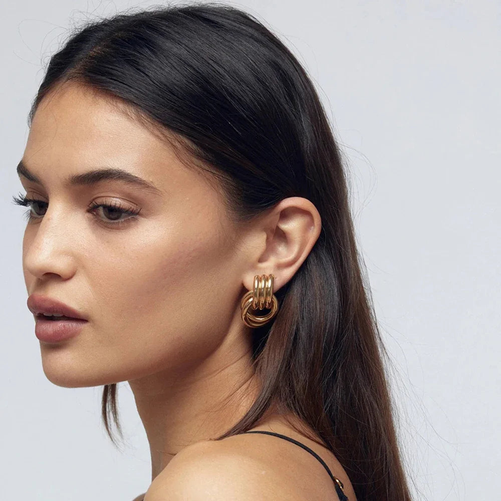 The Kensington Triple-Row Gold Hoops