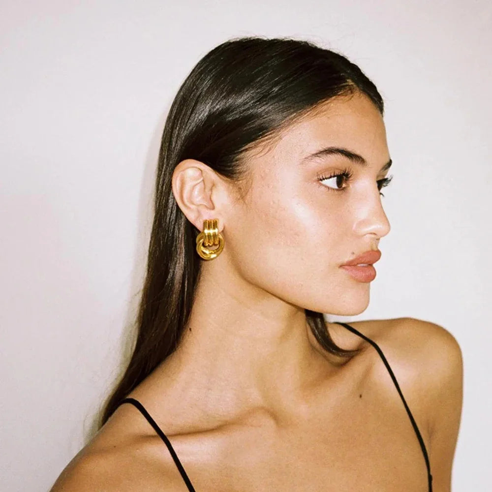The Kensington Triple-Row Gold Hoops