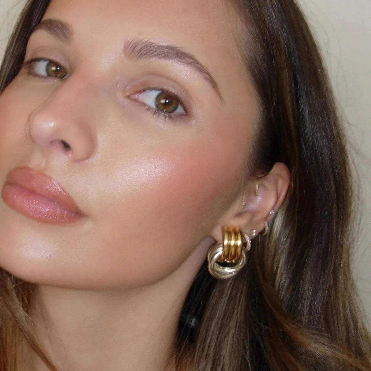 The Kensington Triple-Row Gold Hoops